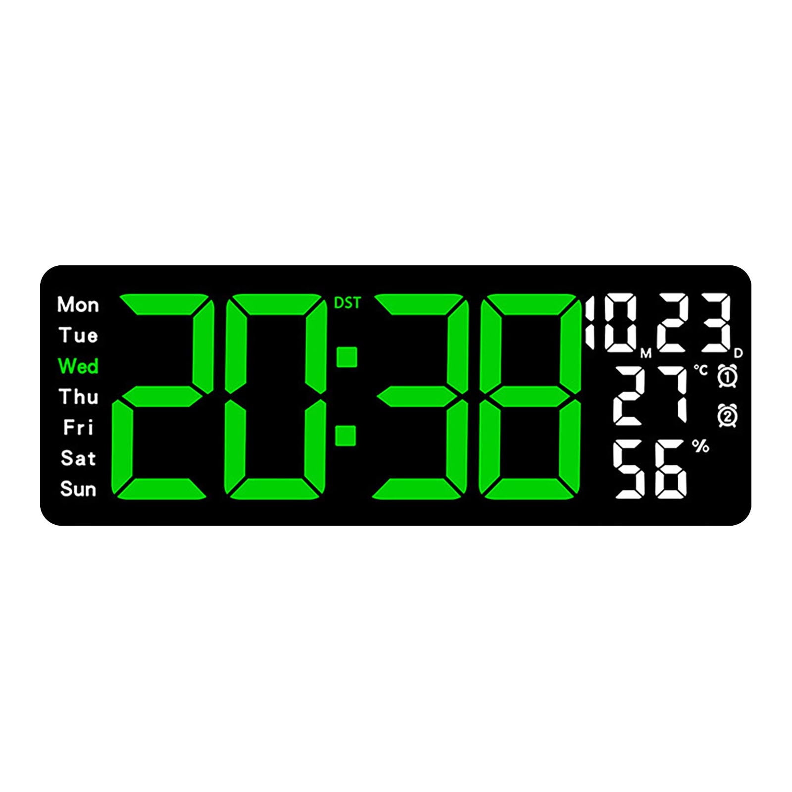 Zzbeans 17.3 Inch Large LED Digital Wall Clock, Multifunctional Electronic Clock with Temperature Humidity Display and Remote Control, Modern Alarm Clock with RGB Night Light for Living Room Bedroom