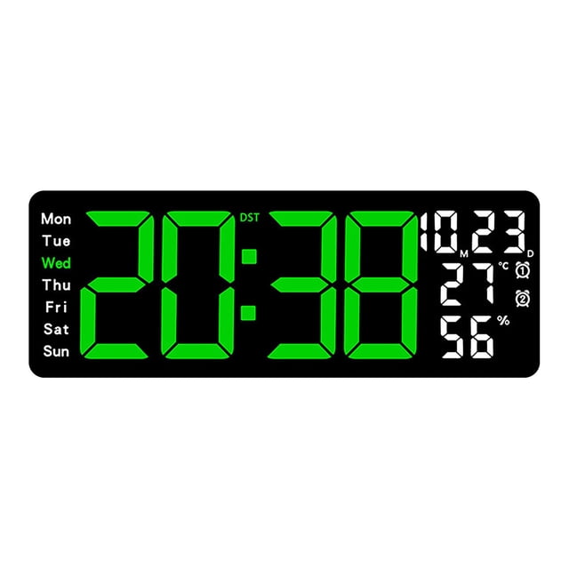 Ohufall 17.3 Inch Large LED Wall Clock Multifunction Temp Humidity Alarm Clock Clocks For Living Room Bedroom Office Decor