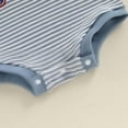 thumbnail image 3 of Povozer Baby Boys Romper Bodysuits For Baby Usa 250th Anniversary Shirt Newborn Infant Baby Girl Boy 4th Of July Romper Flag Bow Embroidery Summer Size 0-3 Months,Blue, 3 of 5