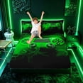 thumbnail image 3 of meiyoeat Neon Green Smoke Gaming Full Size Sheets for Boys Teens, Video Game Gamer Bed Sheets, Black Green, 4pcs, 1 Flat Sheet, 1 Fitted Sheet and 2 Pillowcases, 3 of 6