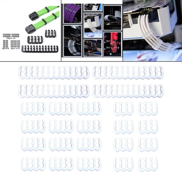 Juego de 24 Peines para Cables Macarena Organizador de Cable Blanco