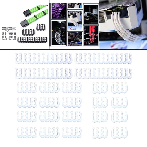 Juego de 24 Peines para Cables Macarena Organizador de Cable Blanco