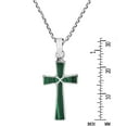 thumbnail image 5 of Minimalism Christian Cross Green Malachite Sterling Silver Necklace, 5 of 6