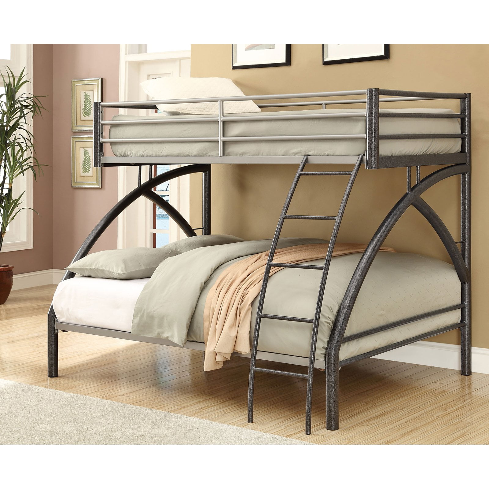 Coaster Twin Over Full Metal Bunk Bed Dark Finish Com