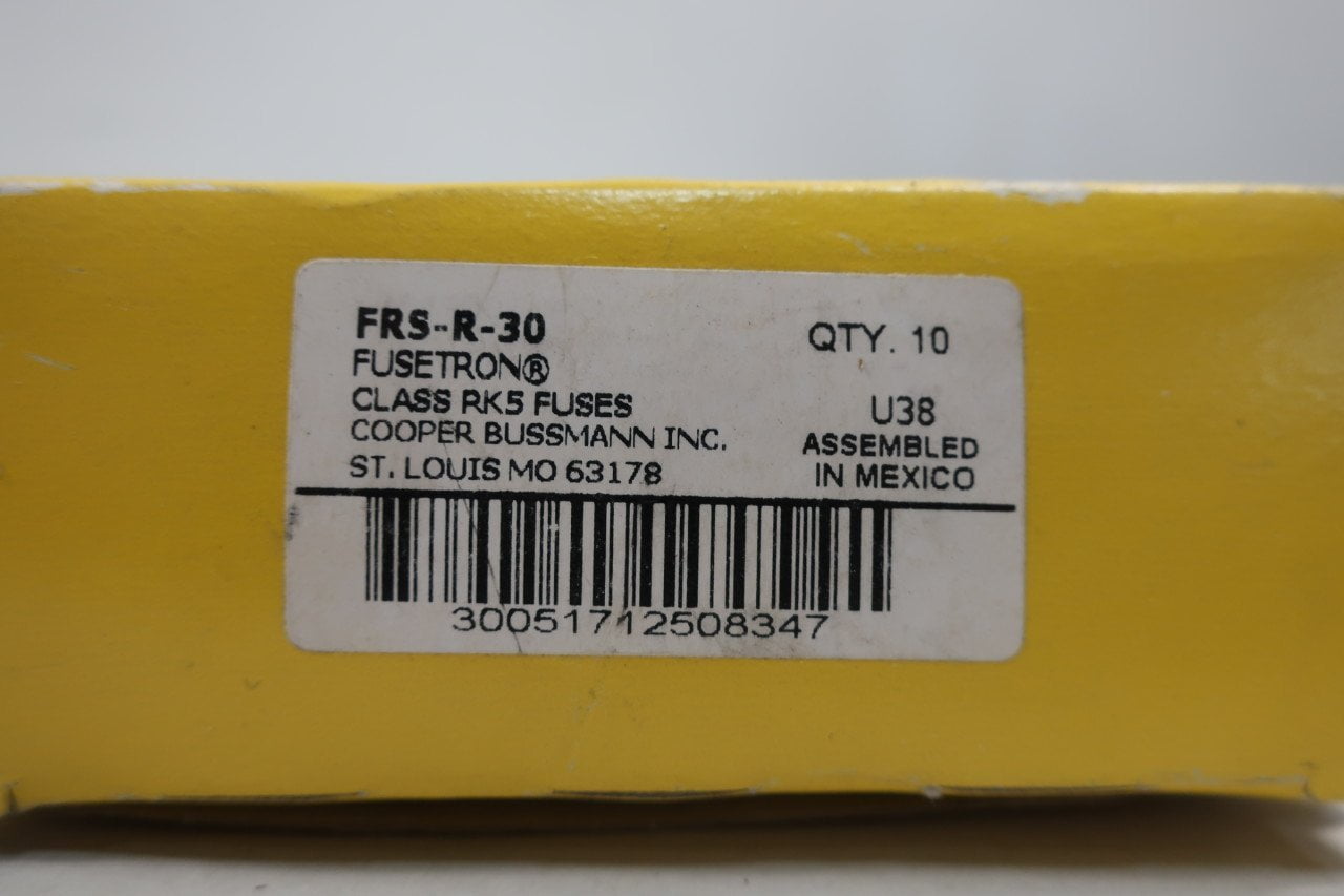 Cooper Bussmann Fusible Fuse Fusetron FRS-R-30 - 30A 600V AC - Box of 10
