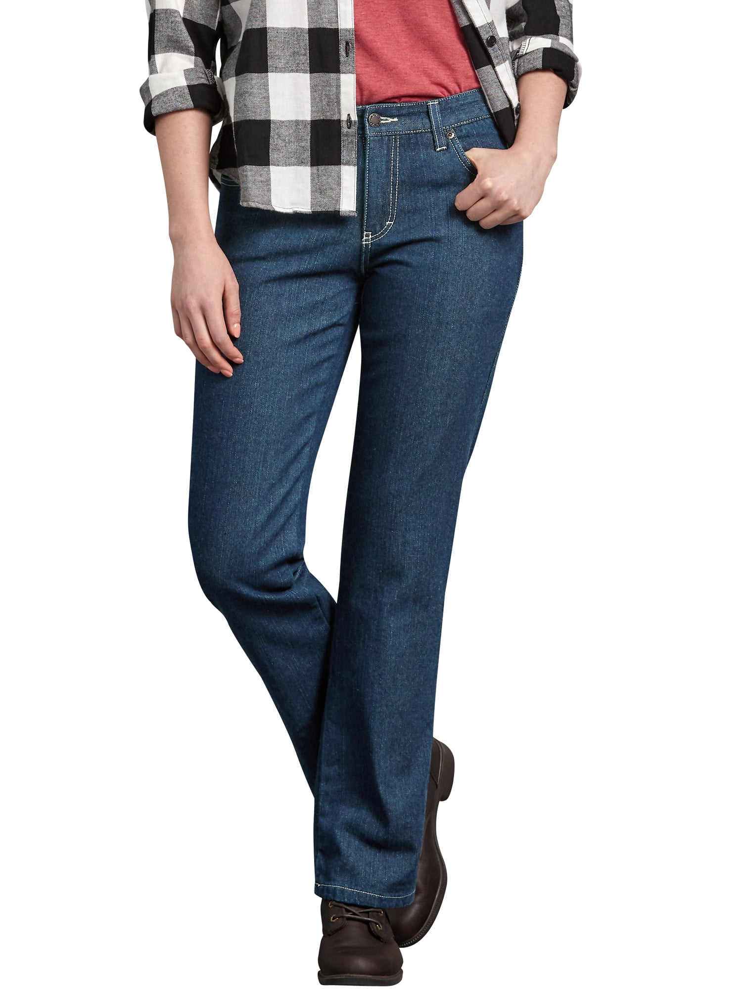 Straight Leg Flannel Lined Denim Jeans 
