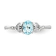 thumbnail image 5 of 10K White Gold Ring Band with Stones (12) December Swiss Blue Topaz Oval Diamond Round, Size 8, 5 of 5