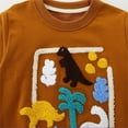 thumbnail image 5 of Ruiwill Boys Outfit Set Stylish Dinosaur Embroidered Hoodie Jogger For Comfortable Athletic Casual Wears Long Sleeve Crew Neck Print Boy Clothes Brown Size 4-5 Years, 5 of 5