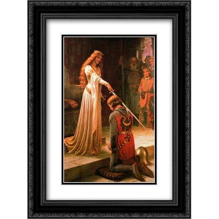The Accolade 2x Matted 20x24 Black Ornate Framed Art Print by Edmund Blair Leighton