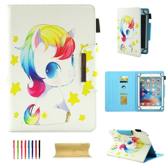 Universal 10.0 inch tablet Case, Dteck Folio Case Protective Cover with Card Slots/Stylus holder For all 9.5" - 10.5" tablets,22# Cute Horse