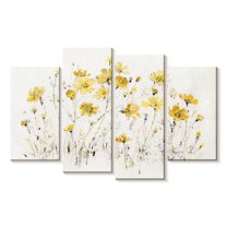 Elephant Stock Wildflowers Bright Yellow Wall Art - Horizontal Multi Panel Canvas - Living Room Wall Decor - Floral And Botanical Multi Panel - Orange And Yellow Decor By Lisa Audit - 36" x 22"