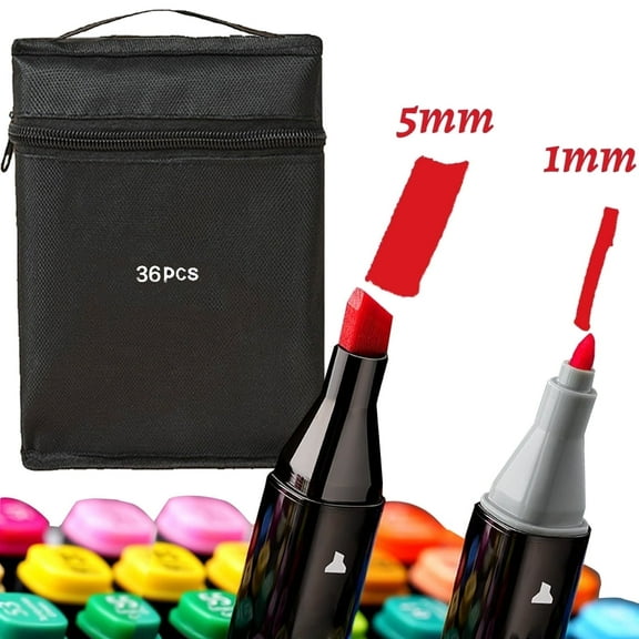 36 Colors Alcohol Markers Brush Tip Pen ,Double Tip Adult Coloring Painting Marker Set,MIKOUJOS Art Kit