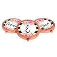 thumbnail image 4 of Koyal Wholesale Compact Mirror Bridesmaid's Wedding Gift, Rose Gold, Monogram Letter E, Modern Black White Stripes, 4 of 5