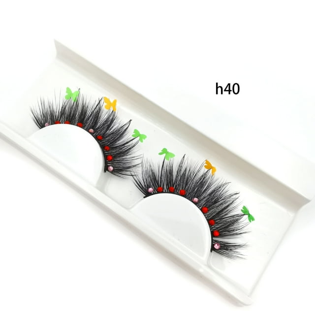 Granjero Gordo 3 pares de pestañas postizas de colores brillantes y esponjosas con color para cosplay, maquillaje de escenario (h40)