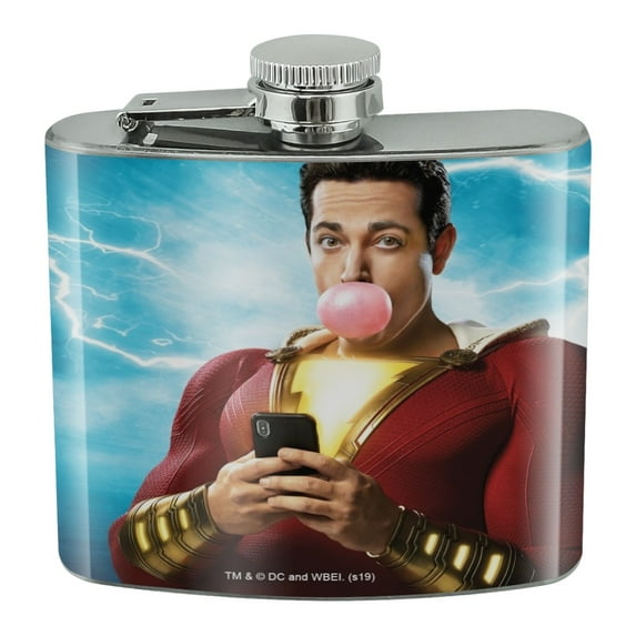 Shazam! Movie Bubblegum Poster Stainless Steel 5oz Hip Drink Kidney Flask