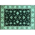 thumbnail image 1 of Ahgly Company Machine Washable Indoor Rectangle Oriental Turquoise Blue Traditional Area Rugs, 2' x 5', 1 of 4