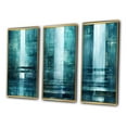 thumbnail image 3 of Designart "Turquoise Riverside Door to the Other Side II" Abstract Collages Framed Wall Art Set Of 3 - Turquoise Transitional Frame Gallery Wall Set For Home Decor, 3 of 6