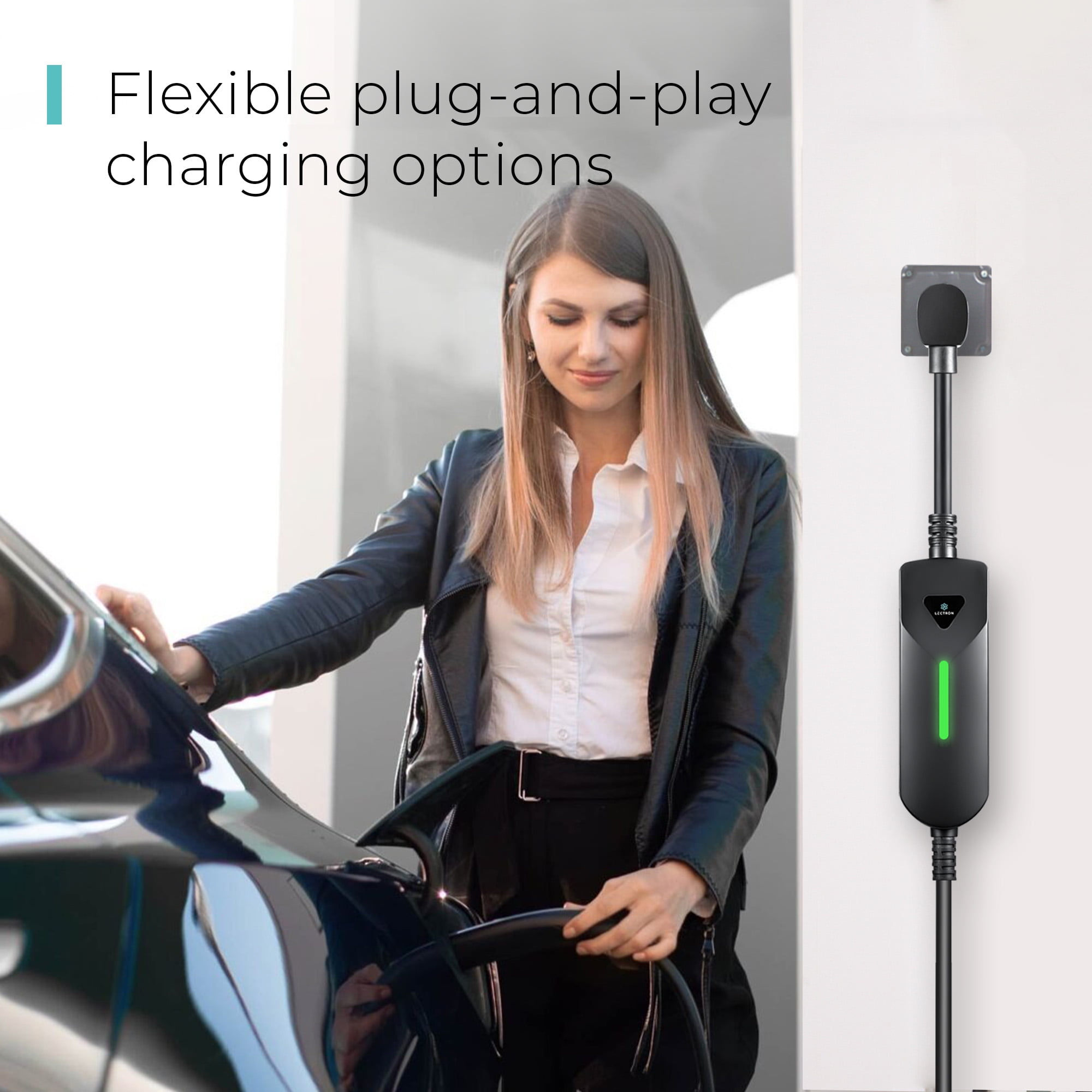 Lectron Level 1/2 (12A & 40A) Tesla NACS Portable Charger - Dual-Level Electric Vehicle Charging Station with NEMA 14-50/5-15 Plug - Compatible with All NACS Electric Vehicles