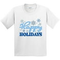 thumbnail image 3 of Inktastic Happy Holidays Blue Snowflakes Youth T-Shirt, 3 of 5