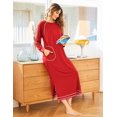 thumbnail image 3 of Ekouaer Women Nightgowns Long Casual Nightdress Long Sleeve Sleepwear with Pocket, 3 of 6