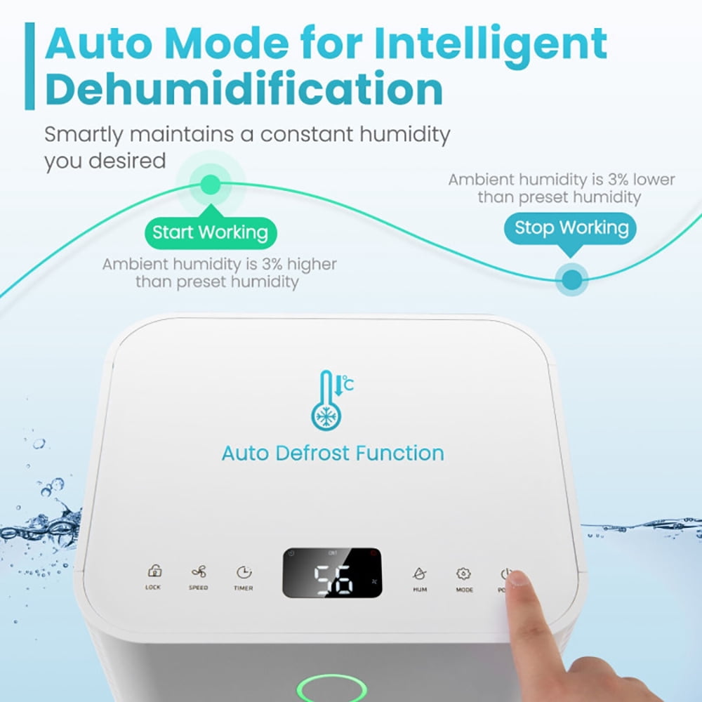 Spaco 1750 Sq. Ft 32 Pints Dehumidifier with Auto Defrost and 24H Timer Drain Hose-White, Dehumidifier for Basement and Bedroom
