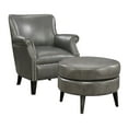 thumbnail image 2 of Emerald Home Oscar Gray Accent Chair + Ottoman with Faux Leather Upholstery And Nailhead Trim, 2 of 5