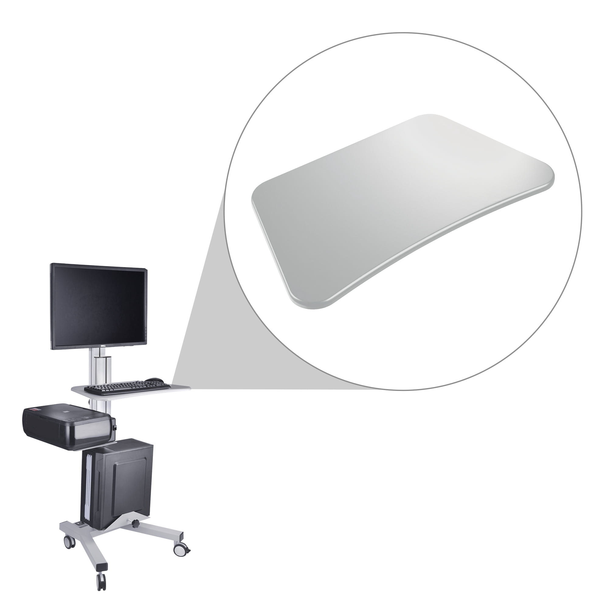 Yescom NexusX X-S Sliding Desktop Keyboard Tray for PC Mobile Cart Medical Trolley Cart Silver