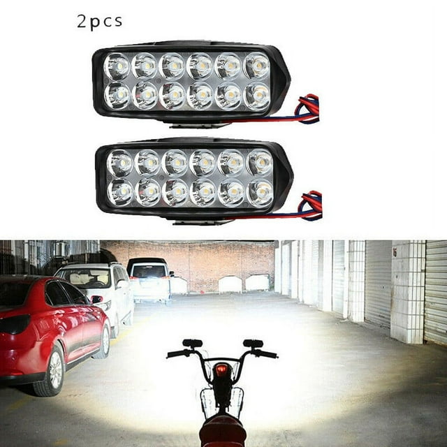 Motorcycle ATV Spotlight 12 Bead Rearview Mirror LED Light Reflector Lamp 36W