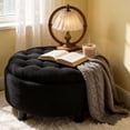 thumbnail image 3 of CQSXDA Versatile Upholstered 25 Inch Round Ottoman with Removable Top and Tray for Coffee Table Use in Living Rooms and Bedrooms, Black, 3 of 10
