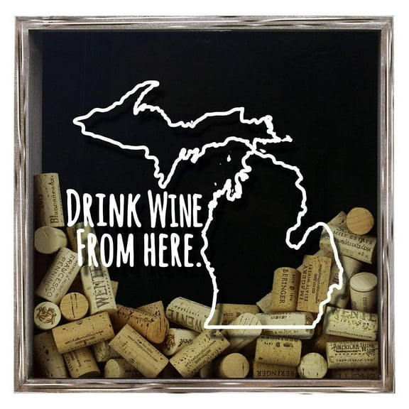 Torched Michigan Beer Cap Shadow Box Wall Mount Decor 13"x13"x3" Grey