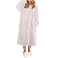 thumbnail image 5 of FAWUUDO Nightgowns for Women Night Gown Long Sleeve House Dress with Pockets, 5 of 7