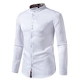 thumbnail image 6 of WREESH Men's Trendy Stand Collar Dress Shirts Casual Button Down Long Sleeve Solid Color Shirts White, 6 of 9