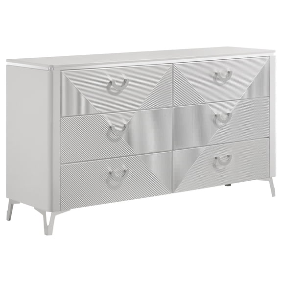 Cassia 6-drawer Bedroom Dresser Cabinet White High Gloss