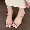 thumbnail image 5 of BadPiggies Square Toe Heeled Sandals for Women, Double Band Low Block Heel Sandals 2.8in Chunky Dressy Sandal Mules, 5 of 9