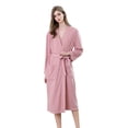 thumbnail image 1 of WZXFASHION Womens Fleece Robe Soft Shawl Collar Bathrobe Plush Long Coat Bath Dress WomenRobes Pink M, 1 of 4