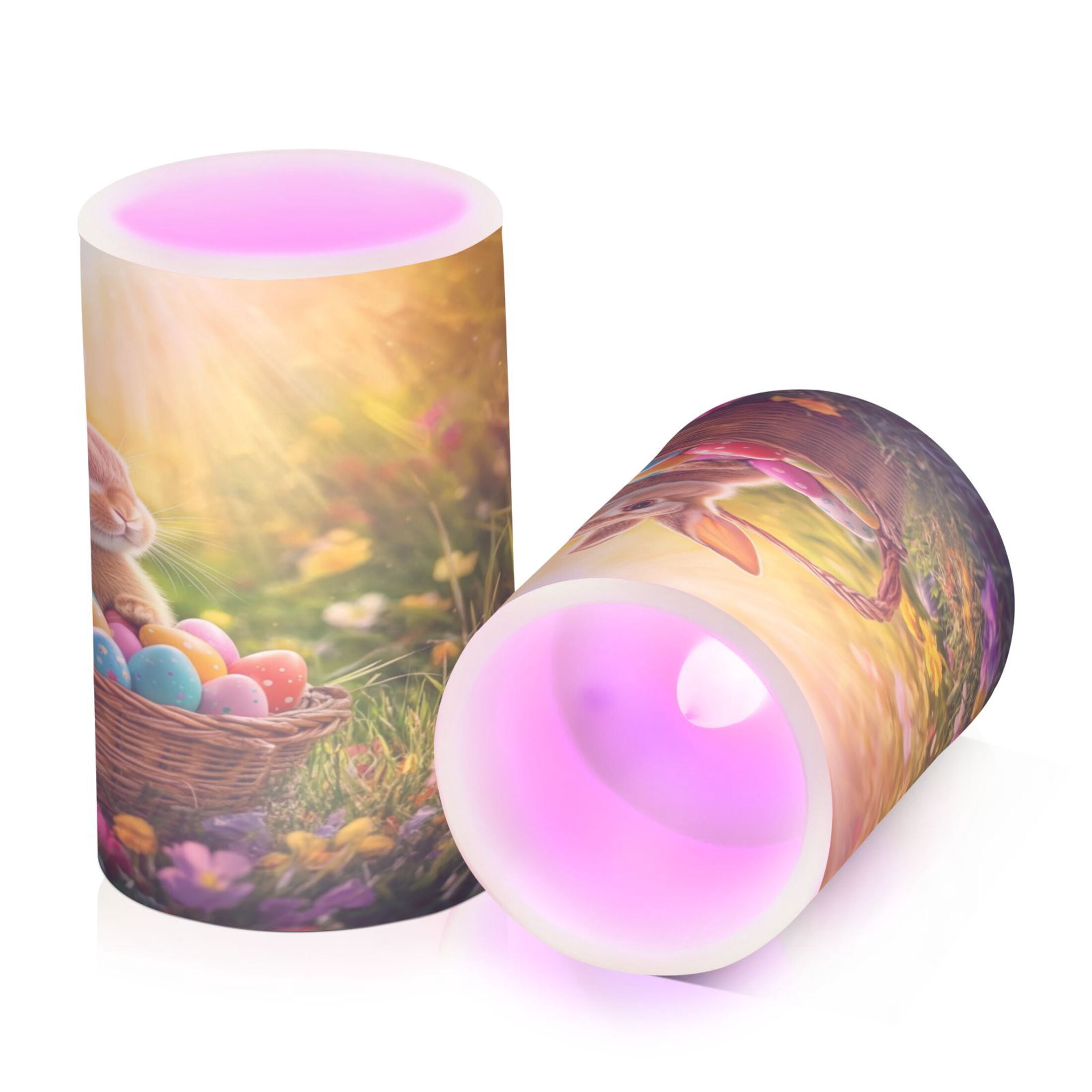 2 PCS Flameless Candles with Remote Timer LED Battery Operated Flickering Candle Light for Wedding Table Home Decoration Gifts A Easter Bunny