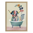thumbnail image 2 of Kate and Laurel Blake Mid Century Modern Cow in Bathtub Framed Printed Glass Wall Art by Rachel Lee of My Dream Wall, 18x24 Natural, Decorative Colorful Animal Art, 2 of 6