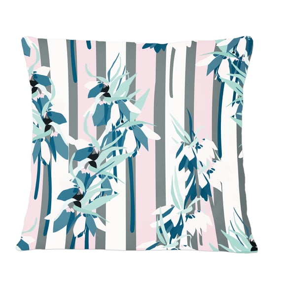 Designart Retro Handdrawn Lilies' Mid-Century Modern Throw Pillow - 12x20