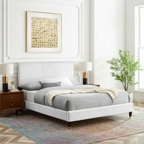 Modway Peyton Performance Velvet Queen Platform Bed in White