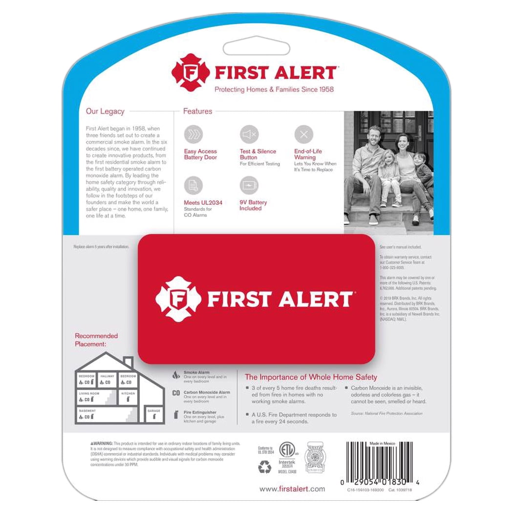 Basic CO Alarm w/ 9V Battery