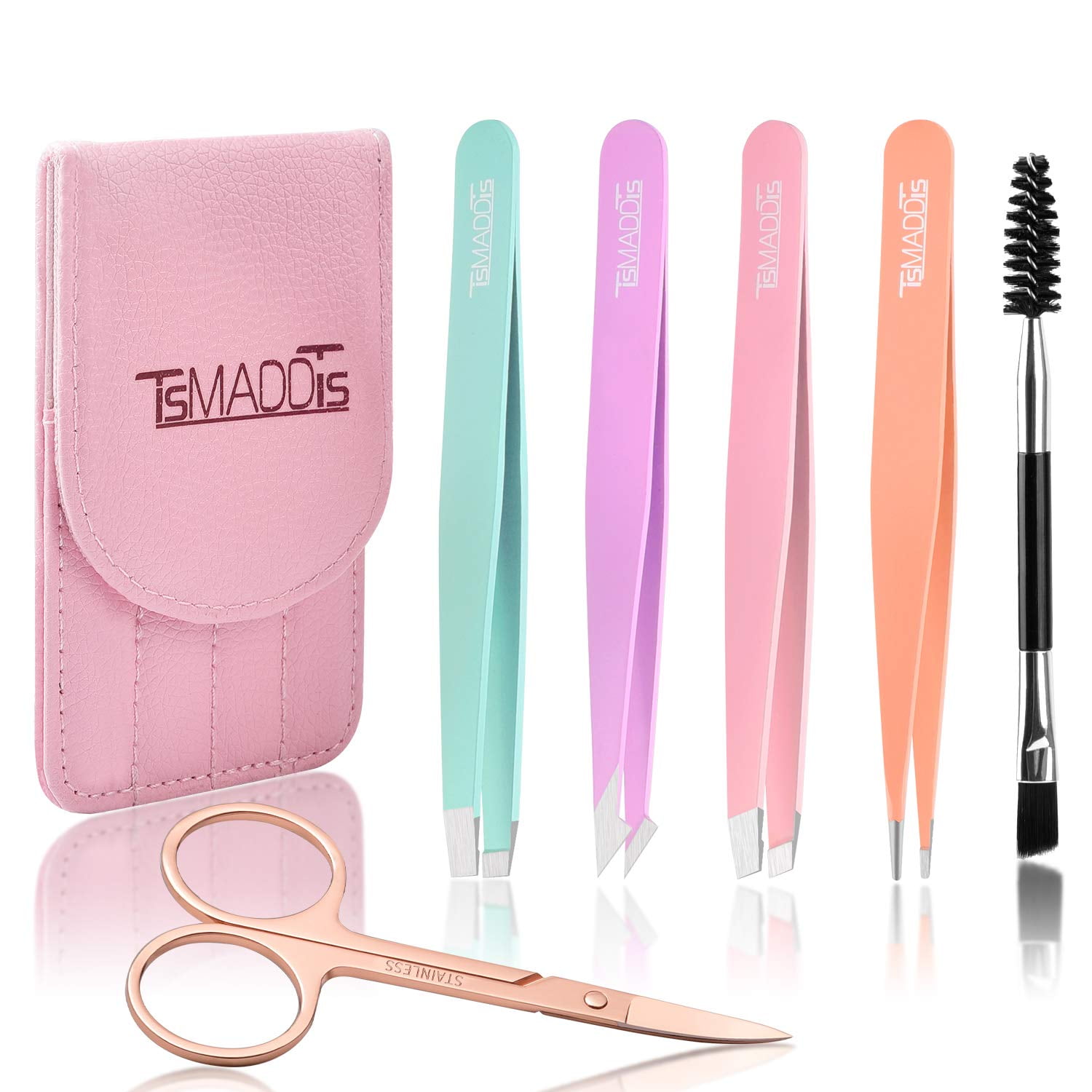 Tweezers set, TsMADDTs Tweezers for Eyebrows Stainless Steel Slant Tips