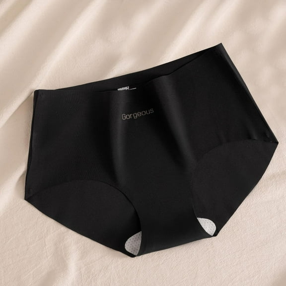 Asgosdo No Show Panties for Women Seamless Black Mid Rise Briefs Soft Strench Breathable Ladies Underwear