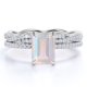thumbnail image 1 of JeenMata Anillo Nupcial de 1,5 Quilates con Piedra Lunar Arcoíris Facetada y Pavé de Moissanita Engastado en Oro Blanco de 1,58 K sobre Plata, 1 of 6