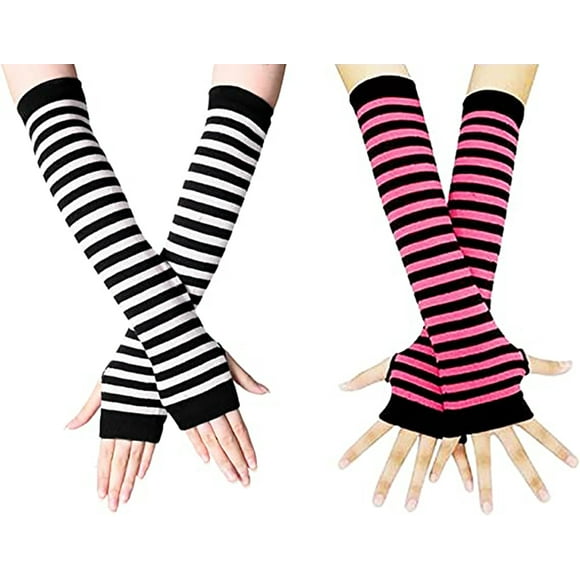 nipocaio Lot de 2 paires de mitaines longues pour femme avec trou pour le pouce