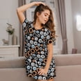 thumbnail image 3 of Fotbe Colorful Screws Bata de Dormir para Mujer con Estampado, Camisón de Algodón de Manga Corta, Ropa de Dormir Casual, 3 of 6