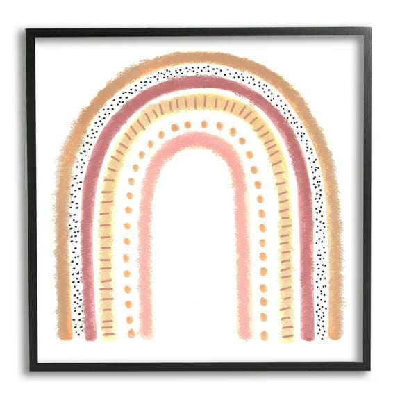 Stupell Industries Patterned Stripe Rainbow Brown Pink Yellow Graphic Art Black Framed Art Print Wall Art, 12x12, by Reesa Qualia