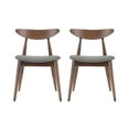 thumbnail image 2 of Noble House Branson Indoor Fabric Dining Chairs, Set of 2, Light Grey, Walnut, 2 of 9