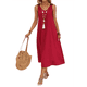 thumbnail image 1 of Vestidos para Mujer, Verano, Sin Mangas, Cuello en V, Algodón, Playa, Informal, Color Vino Tinto, Talla XL, 1 of 7