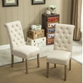 thumbnail image 3 of Habit Solid Wood Tufted Parsons Dining Chair, Set Of 2, Tan, 3 of 9