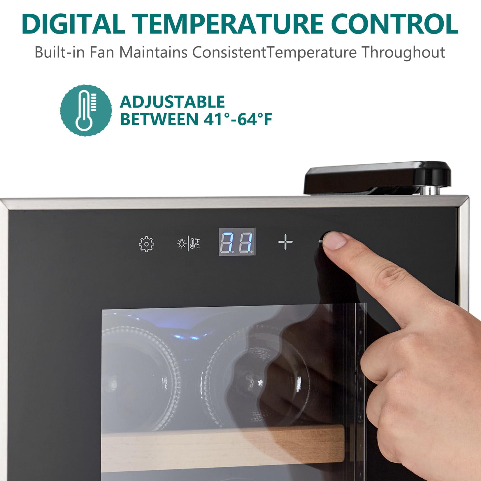 14 Bottle Adjustable Temperature Freestanding Wine Beverage Cooler